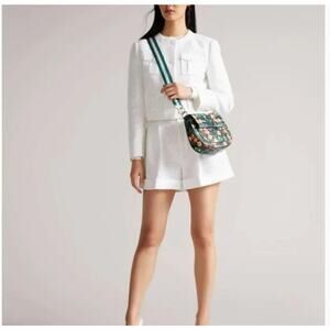 Ted Baker London Parcell Magnolia print leather crossbody bag